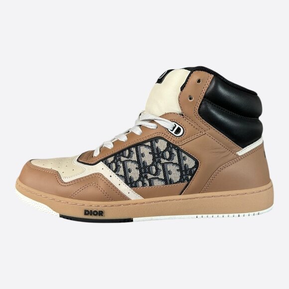 Dior Brown & White Oblique B27 High Top Sneakers - Picture 3 of 8
